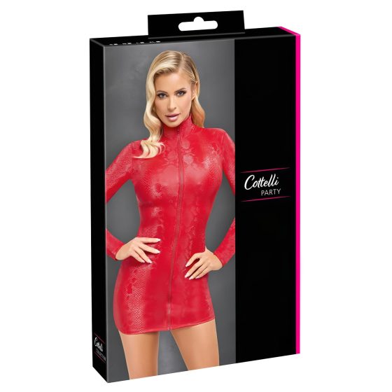 Cottelli - snake skin pattern mini dress (red)