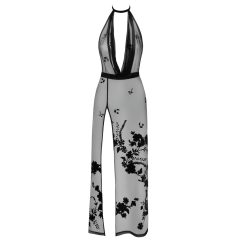 Noir - Fully Transparent Floral Maxi Dress (Black)