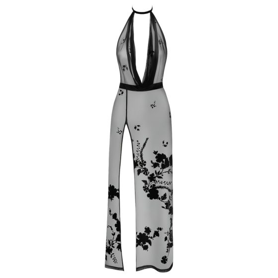 Noir - completely transparent floral maxi dress (black)