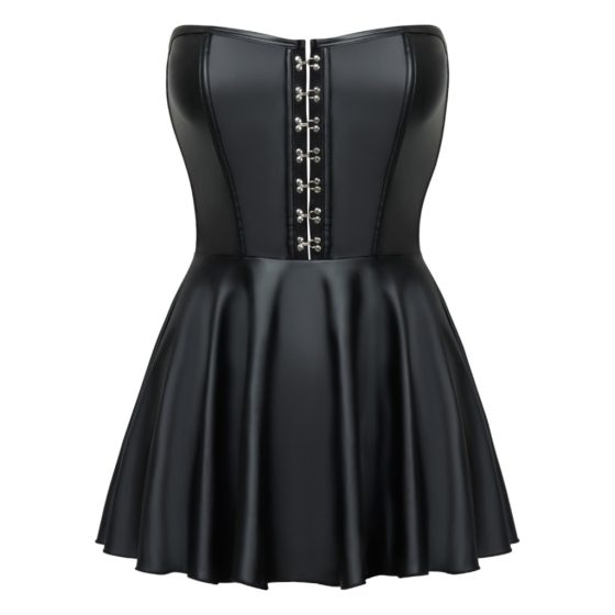 Cottelli - shiny mini dress with pleated skirt (black)