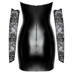 Noir - latex dress with lace inserts (black)