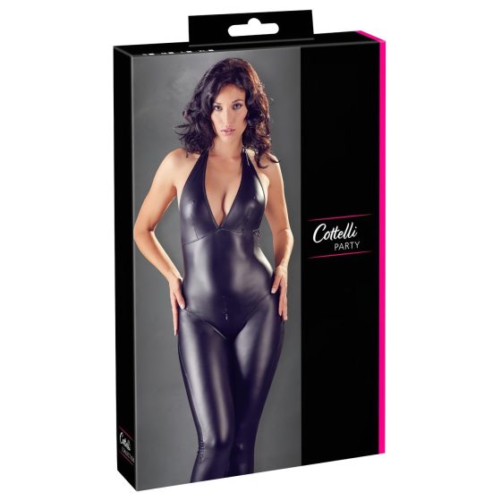 Cottelli Party - Shiny Black Plunge Overall