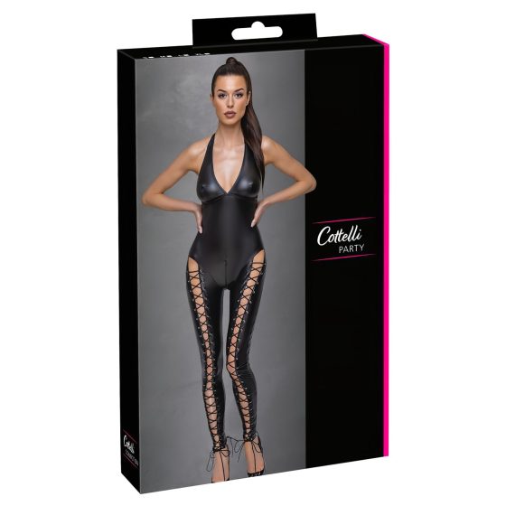 Cottelli Party - Halterneck Lace-Up Catsuit (Black)