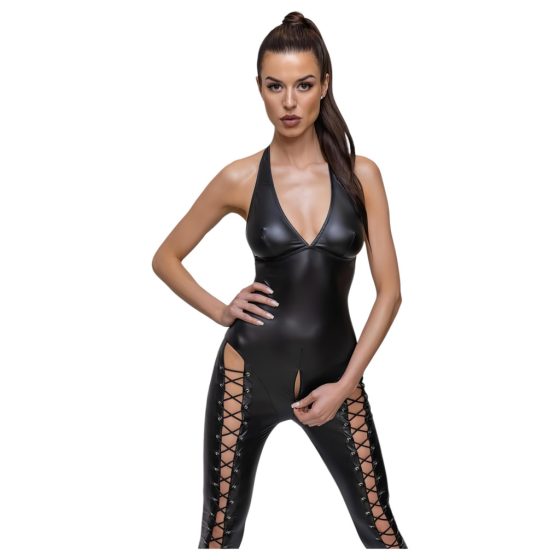 Cottelli Party - Halterneck Lace-Up Catsuit (Black)