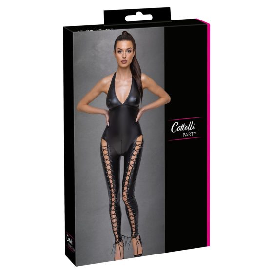 Cottelli Party - corset jumpsuit with halter neck (black)