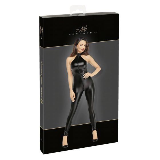 Noir - Glossy Zippered Jumpsuit (Black)