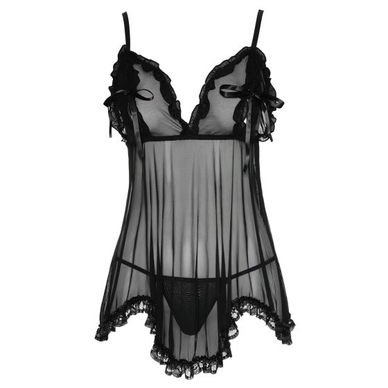 Cottelli - Sheer, Ruffled Babydoll (Black)