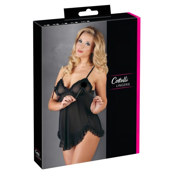 Cottelli - Sheer, Ruffled Babydoll (Black)