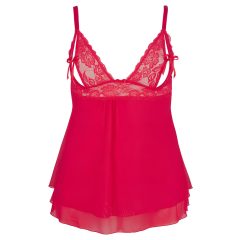 Cottelli Plus Size - Lace, Sheer Babydoll (Red)