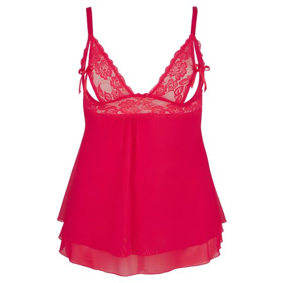 Cottelli Plus Size - Lace, Sheer Babydoll (Red)