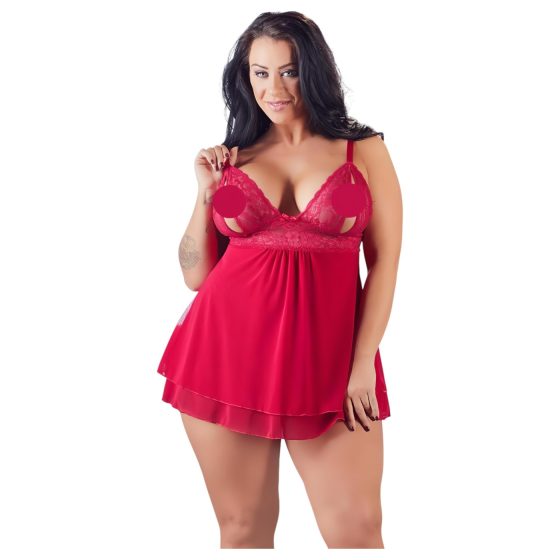 Cottelli Plus Size - Lacy, Flowy Babydoll (Red)