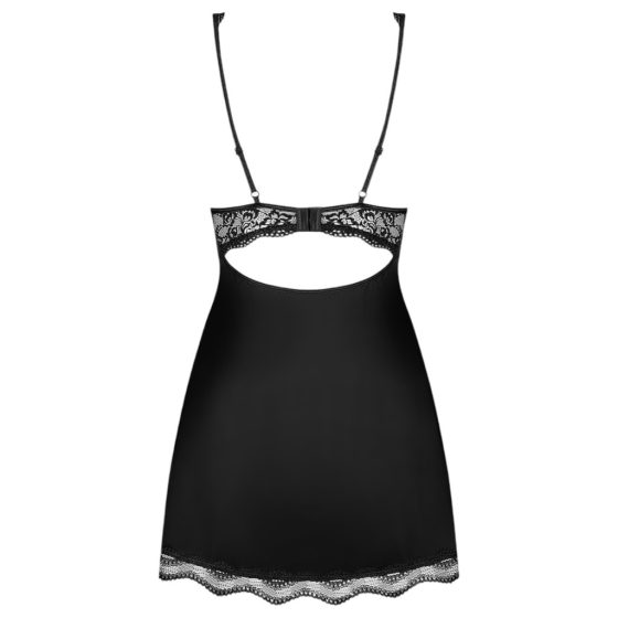 Obsessive Luvae - Floral Strappy Nightgown with Thong (Black)