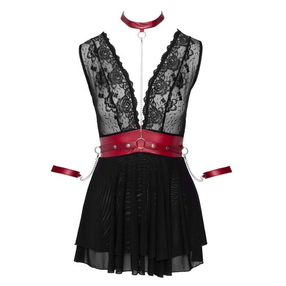 Cottelli Bondage - Lace Babydoll with Collar (Black)