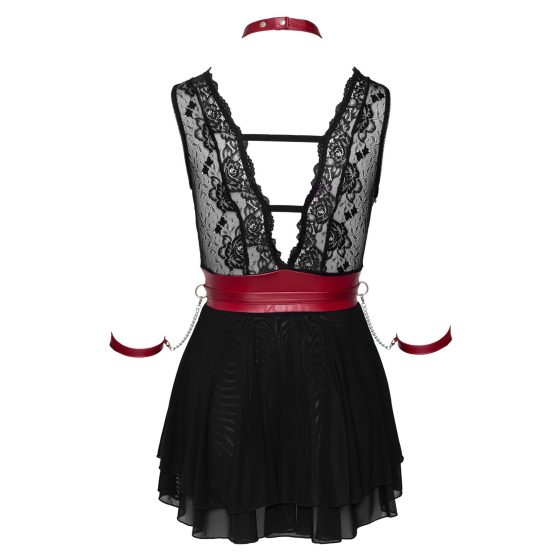 Cottelli Bondage - Lace Babydoll with Collar (Black)