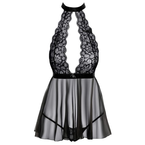 Lace Babydoll with Neck Strap - Kissable (Black)