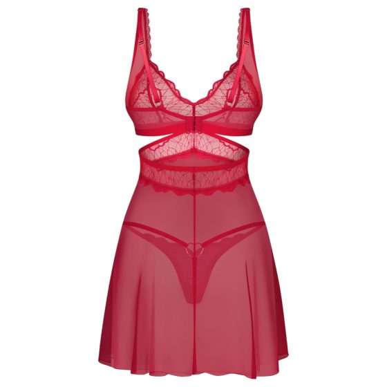 Obsessive Cupide Desir - Sheer Lace Nightgown Set (Red)