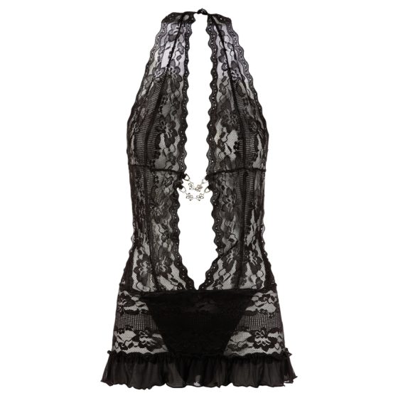 Cottelli - Black Lace Halterneck Mini Dress