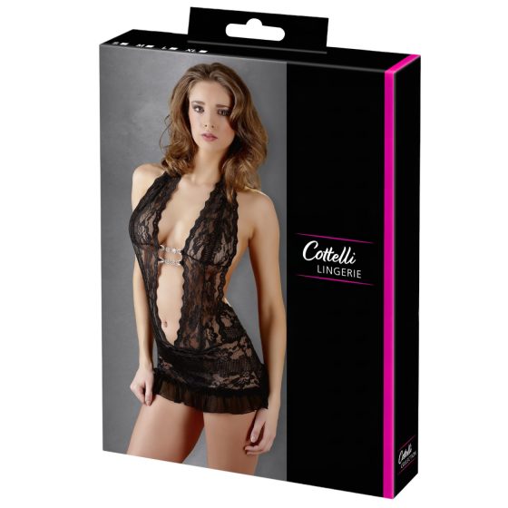 Cottelli - Black Lace Halterneck Mini Dress