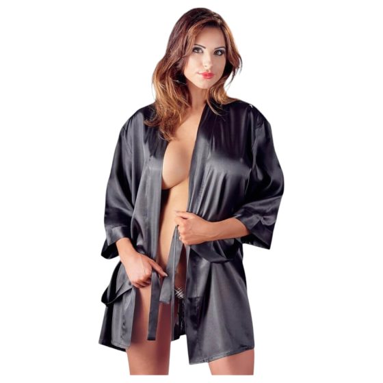 Cottelli - Satin-Lace Short Kimono (Black)