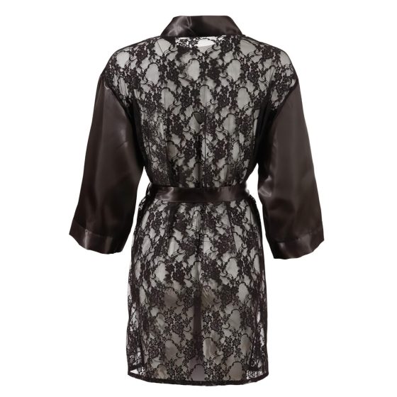 Cottelli - Satin Lace Short Kimono (Black)