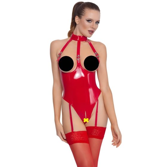 Open, Halter Neck Bodysuit (Red)