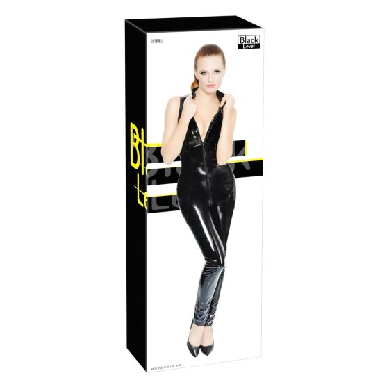 Black Level - Shiny Zipper Jumpsuit (Black)