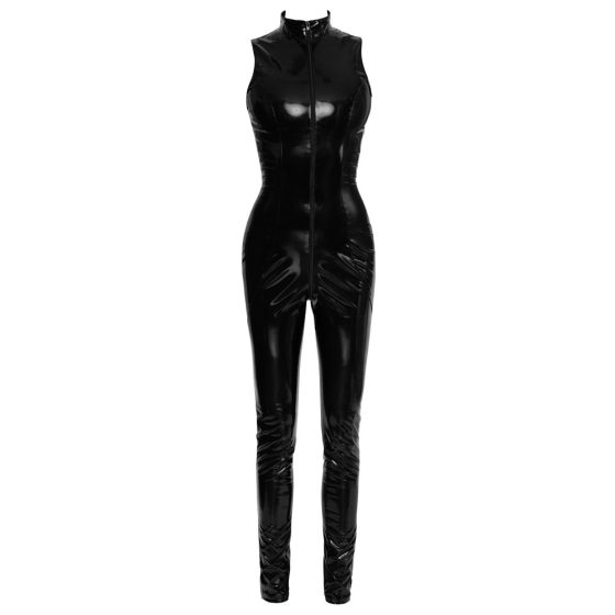 Black Level - Glossy Zippered Jumpsuit (Black)