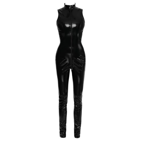 Black Level - Glossy Zippered Jumpsuit (Black)