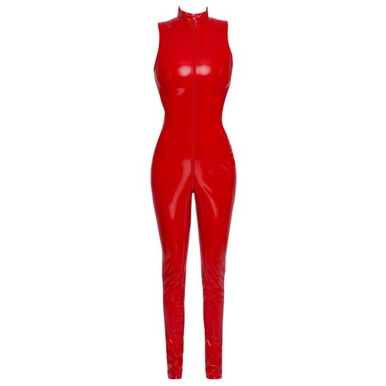 Red Zippered Sleeveless Jumpsuit - Black Level