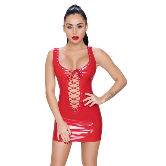 Black Level - Lacquer mini dress with laces (red)