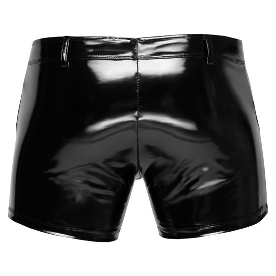 Black Level - Men's Shorts with Side Pockets (Black, Patent Leather)