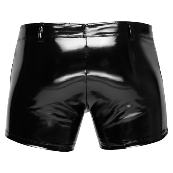 Black Level - Men's Vinyl Shorts with Side Pockets (Black)