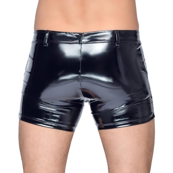 Black Level - Men's Vinyl Shorts with Side Pockets (Black)