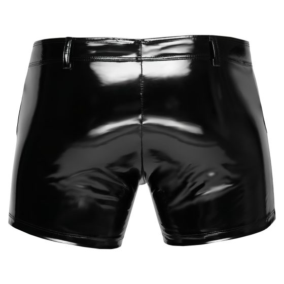 Black Level - Men's Vinyl Shorts with Side Pockets (Black)