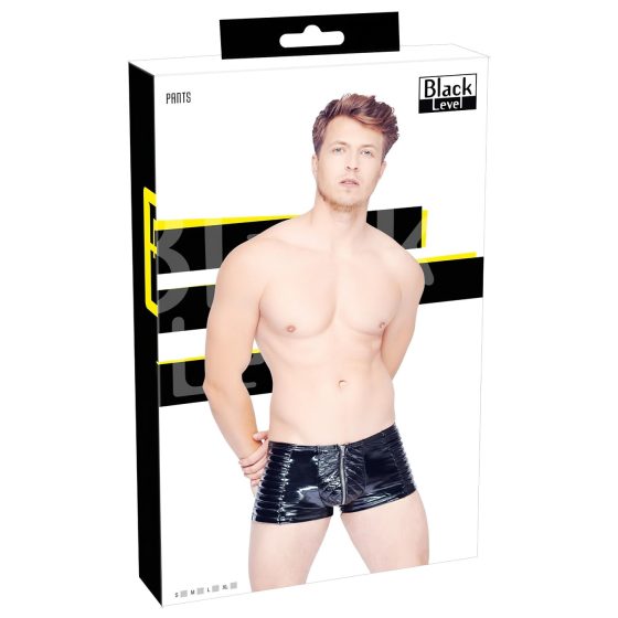 Black Level - Ribbed-Zip Men's Shorts (Black)