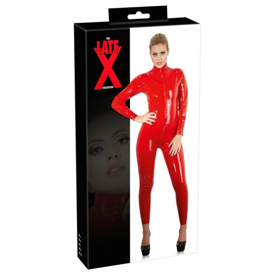 LATEX - Long-Sleeve Women's Catsuit (Red)