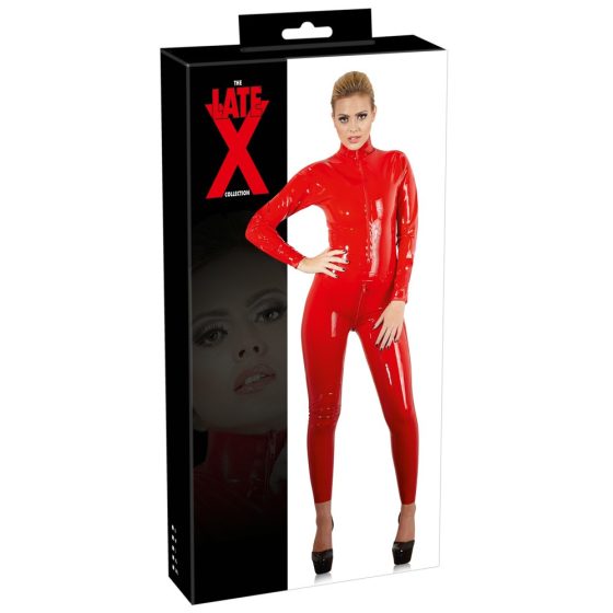 Long-Sleeve Latex Bodysuit (Red)