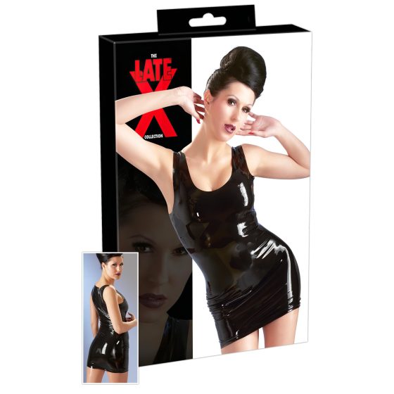 Latex Sleeveless Mini Dress (Black)