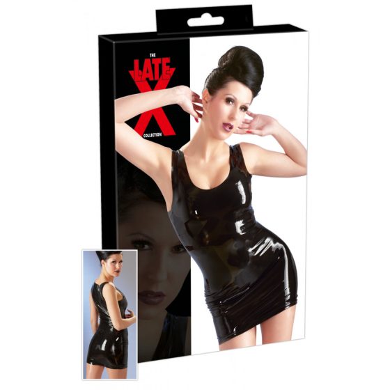 Latex Sleeveless Mini Dress (Black)