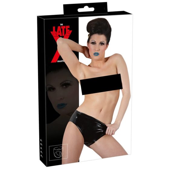 LATEX - Female underwear with internal dildo (black)