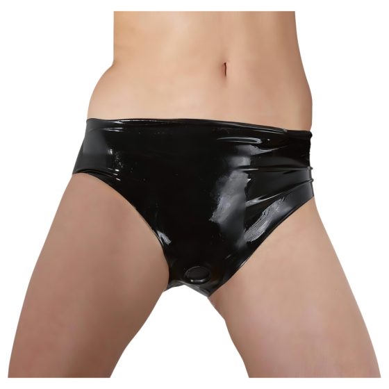 Latex Women's Underwear with Internal Dildo (Black)