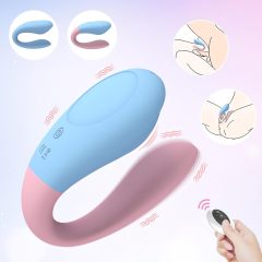   Mrow 03 - Rechargeable, Waterproof Couples Vibrator (Blue-Pink)