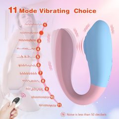   Mrow 03 - Rechargeable, Waterproof Couples Vibrator (Blue-Pink)