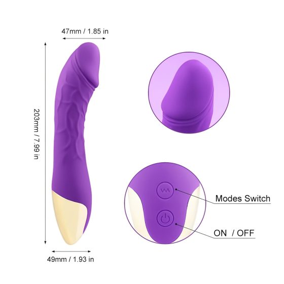 Mrow Real Lover - Rechargeable, Waterproof, Lifelike Vibrator (Purple)