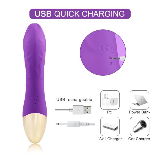 Mrow Real Lover - Rechargeable, Waterproof, Lifelike Vibrator (Purple)