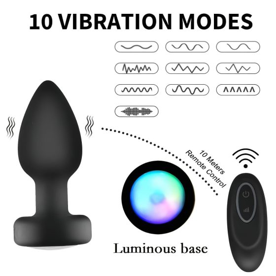 Mrow - Light-up, Radio Anal Vibrator (Black)