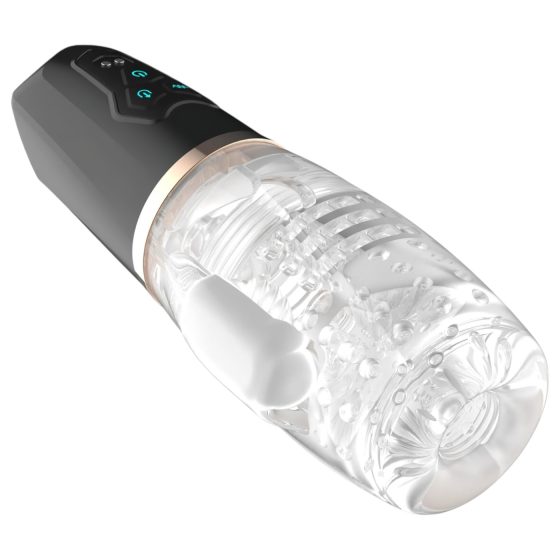 Funny Me Rocket Cup - Suction & Vibration Masturbator (Transparent-Black)