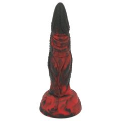   OgazR Hell Dong - Ridged Dildo with Suction Cup - 20 cm (Black-Red)