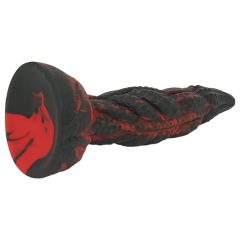   OgazR Hell Dong - Ridged Dildo with Suction Cup - 20 cm (Black-Red)