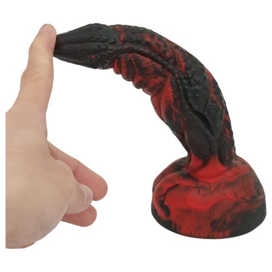 OgazR Hell Dong - Ridged Dildo with Suction Cup - 20 cm (Black-Red)